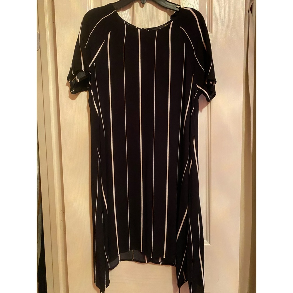 Flowy black and white striped dress